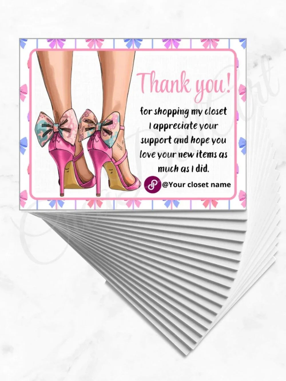 100 Personalized Heels Thank You Cards Small Business, 4×3 in